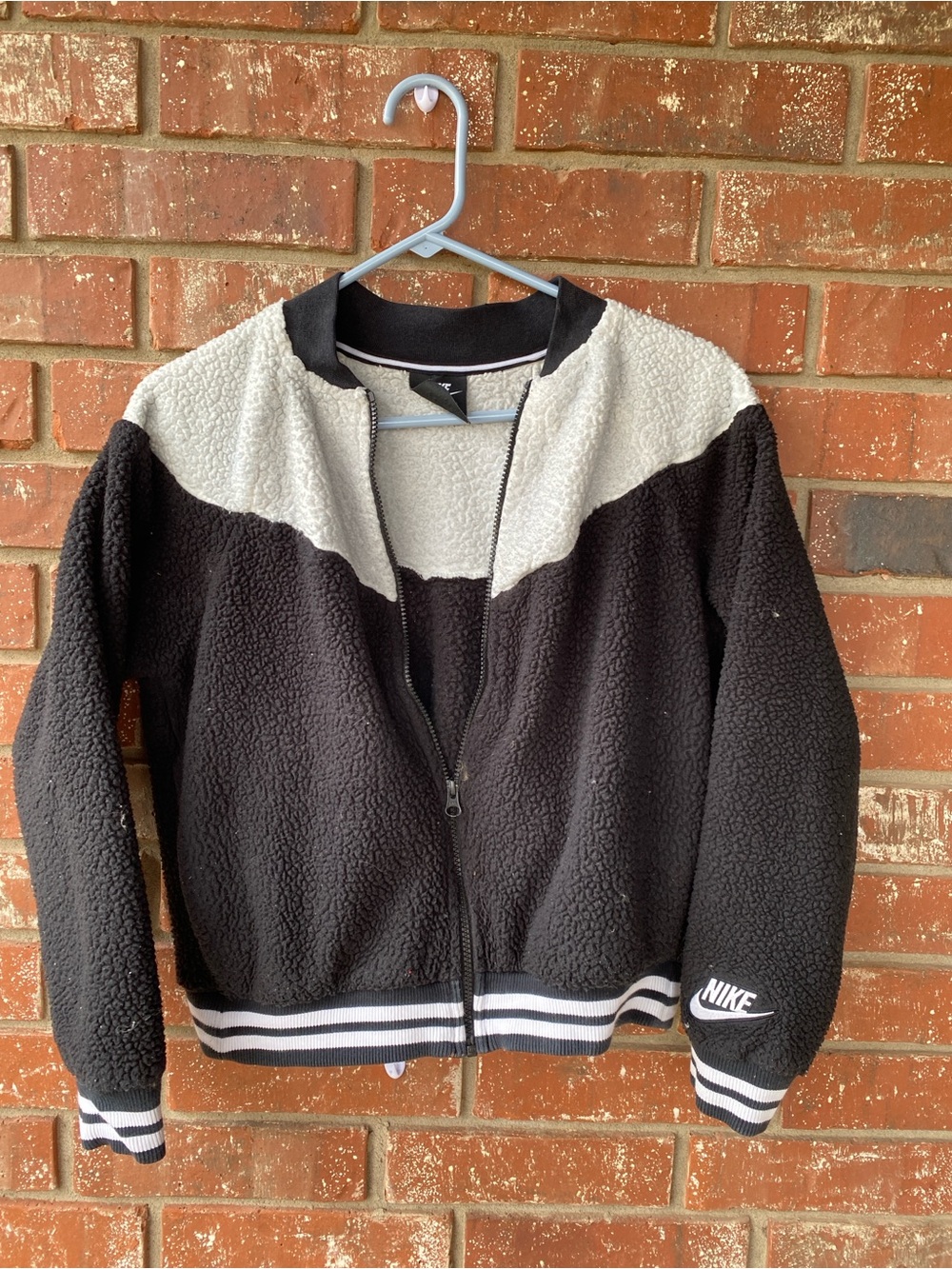 Nike Black & White Sherpa Bomber Jacket